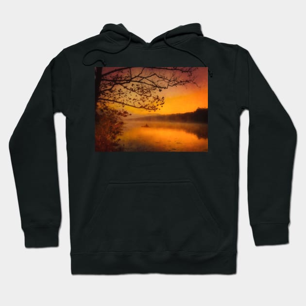 Foggy Sunrise Lake Going Fishing Hoodie by art64